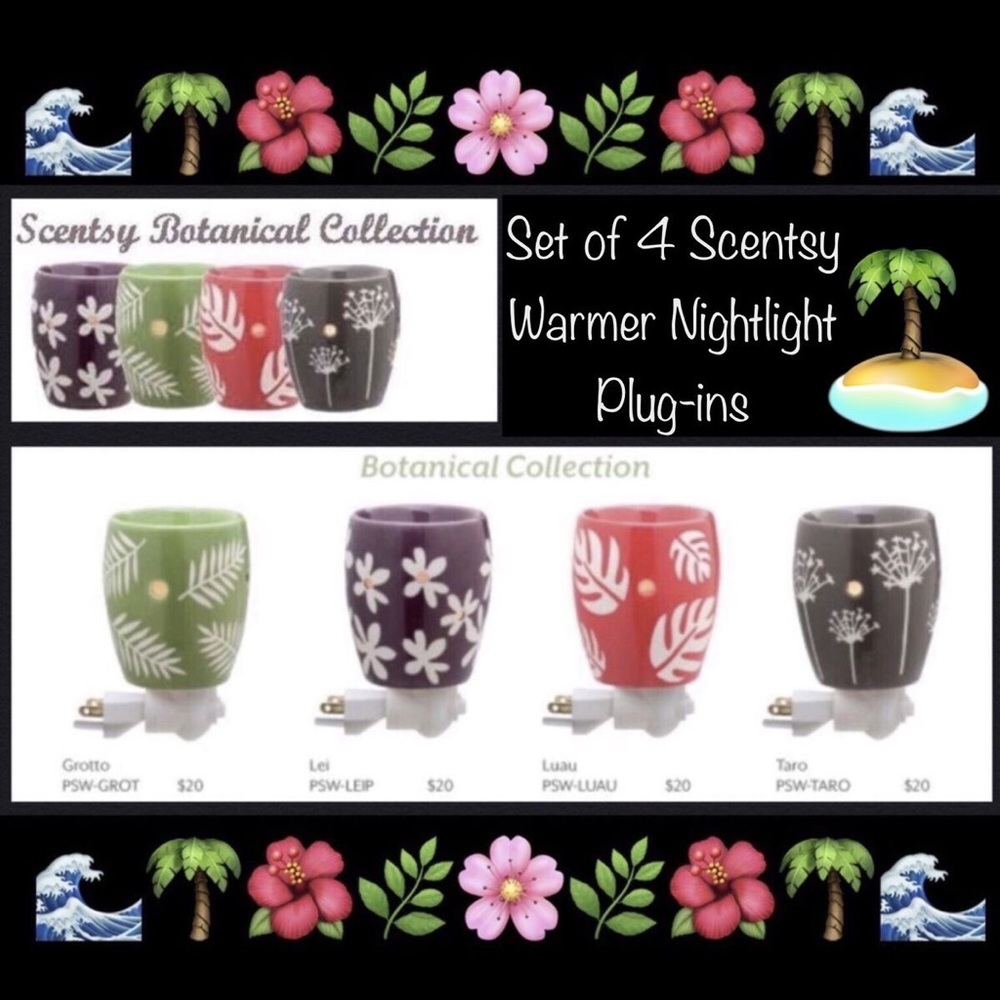 4 Nightlight Warmers Scentsy Botanical Collection